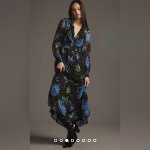 NWT XS - The Odetta Ruffled V-Neck Dress by Anthropologie